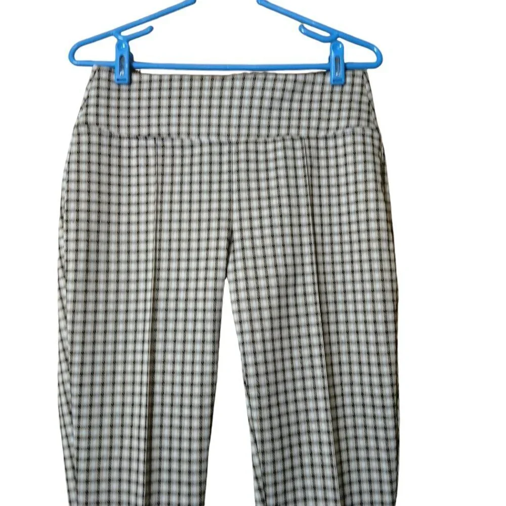 Nine West Size Medium/Large Plaid Leggings Pull On Skinny Casual Classic